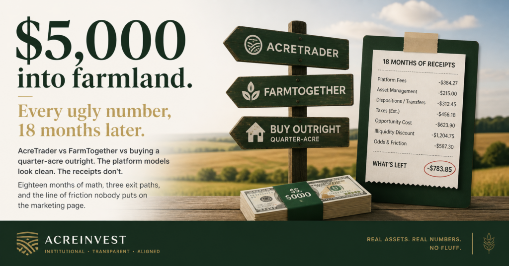 $5,000 into farmland. Every ugly number, 18 months later.